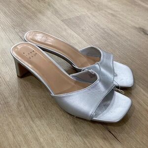 A New Day Shimmering Silver Open Toe Heels